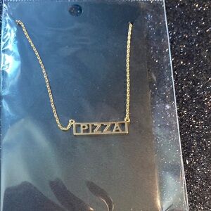 Goldtone Necklace with 'PIZZA' Pendant